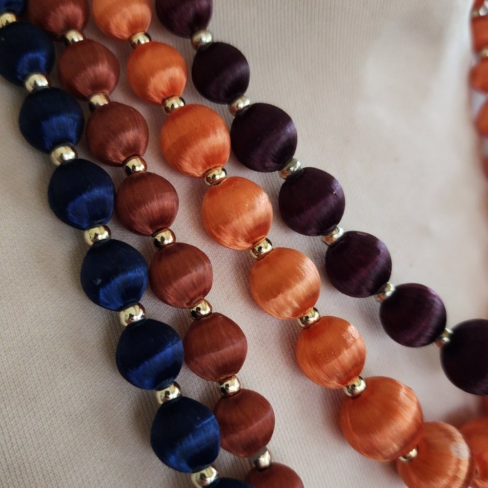 Classic Stacking Beaded Necklaces Estate Jewelry Set, Colorful mid century MOD